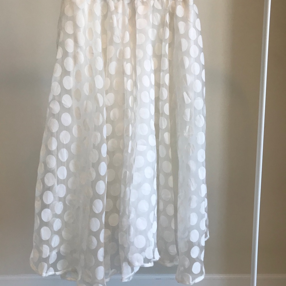 Boohoo Elastic Waist White Mesh A-Line Skirt